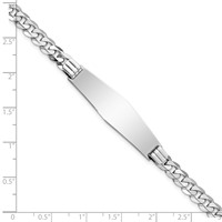 14K White Gold Polished Solid Chain Solid Plate Flat Curb Link Soft Diamond Shape 38.5x 10mm Plate ID Bracelet, 8" view 3