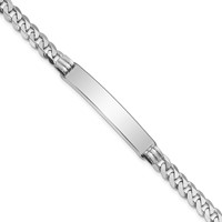 14K White Gold Polished Solid Chain Solid Plate Flat Curb Link 38.5x7.5mm Plate ID Bracelet - 7in view 1