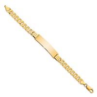 14K Yellow Gold Polished Solid Chain Solid Plate Curb Link 37x9mm Plate ID Bracelet - 7in view 2