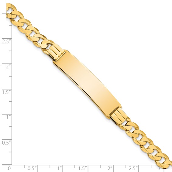 14k Polished Solid Chain/Solid Plate Curb Link 37x9mm Plate 7 inch ID Bracelet