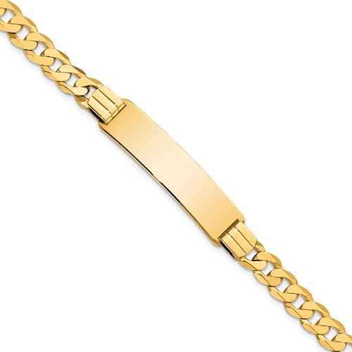 14k Polished Solid Chain/Solid Plate Curb Link 37x9mm Plate 8 inch ID Bracelet