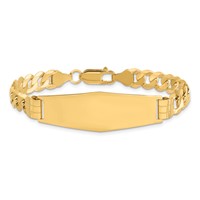 14K Yellow Gold Polished Solid Chain Solid Plate Curb Link Soft Diamond Shape 37.5x14mm Plate ID Bracelet - 7in view 3