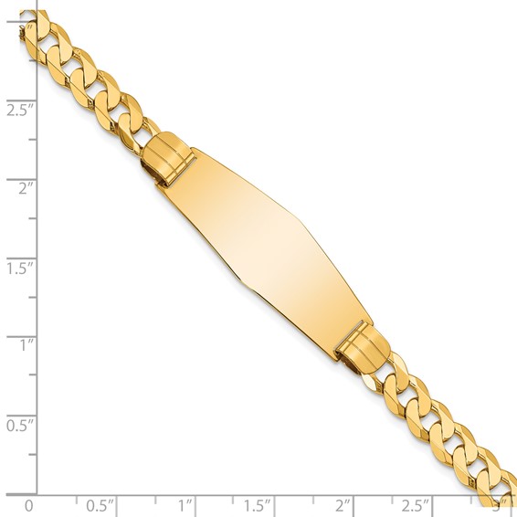 14k Polished Solid Chain/Solid Plate Curb Link Soft Diamond Shape 37.5x14mm Plate 7 inch ID Bracelet