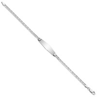 14K White Gold Polished Solid Chain Solid Plate Anchor Link Soft Diamond Shape 25.5x7.5mm Plate ID Bracelet - 7in view 2
