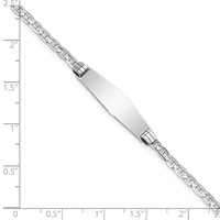 14K White Gold Polished Solid Chain Solid Plate Anchor Link Soft Diamond Shape 25.5x7.5mm Plate ID Bracelet - 7in view 3