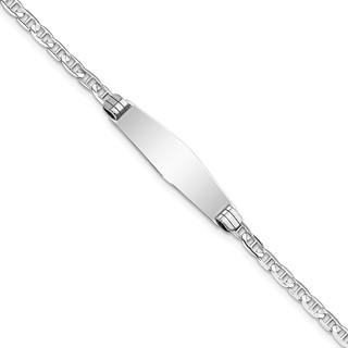 14k White Gold Polished Solid Chain/Solid Plate Anchor Link Soft Diamond Shape 25.5x7.5mm Plate 8 inch ID Bracelet