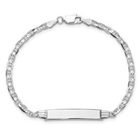 14K White Gold Polished Solid Chain Solid Plate Anchor Link 25.5x 4.5mm Plate ID Bracelet, 7" view 4