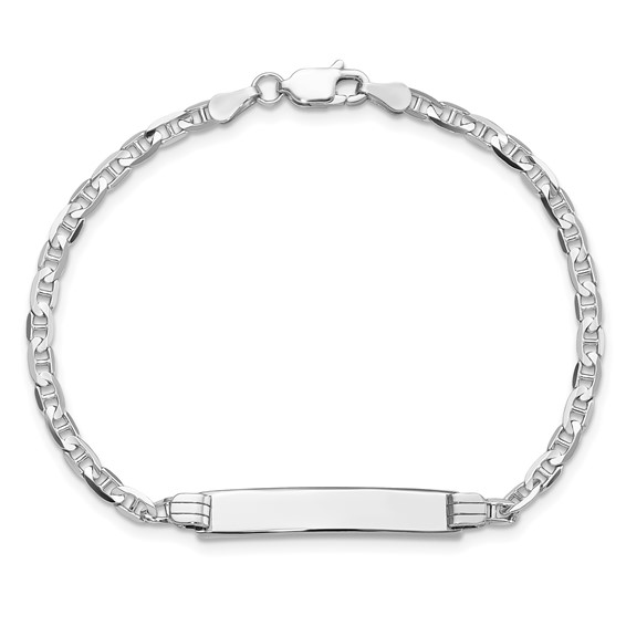 14k White Gold Polished Solid Chain/Solid Plate Anchor Link 25.5x4.5mm Plate 8 inch ID Bracelet