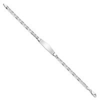 14K White Gold Polished Solid Chain Solid Plate Anchor Link Soft Diamond Shape 25.5x 7.5mm Plate ID Bracelet, 7" view 2