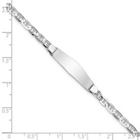 14K White Gold Polished Solid Chain Solid Plate Anchor Link Soft Diamond Shape 25.5x 7.5mm Plate ID Bracelet, 7" view 3