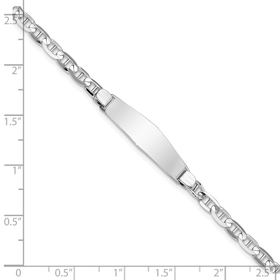 14k White Gold Polished Solid Chain/Solid Plate Anchor Link Soft Diamond Shape 25.5x7.5mm Plate 7 inch ID Bracelet