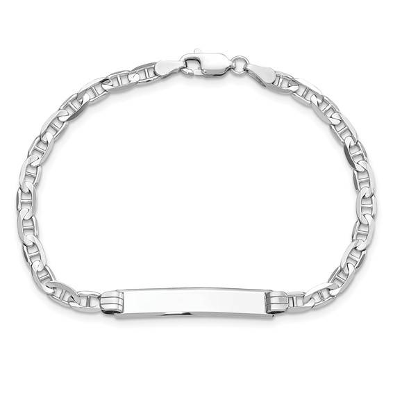 14k White Gold Polished Solid Chain/Solid Plate Anchor Link 25.5x4.8mm Plate 8 inch ID Bracelet