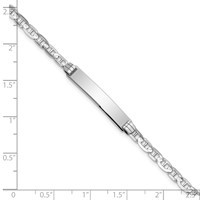 14K White Gold Polished Solid Chain Solid Plate Anchor Link 25.5x 4.8mm Plate ID Bracelet, 7" view 3