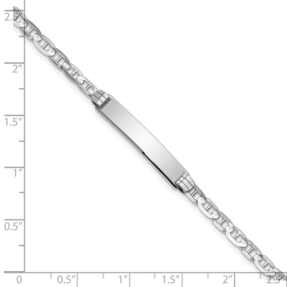 14k White Gold Polished Solid Chain/Solid Plate Anchor Link 25.5x4.8mm Plate 8 inch ID Bracelet