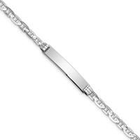 14K White Gold Polished Solid Chain Solid Plate Anchor Link 25.5x 4.8mm Plate ID Bracelet, 7" view 1