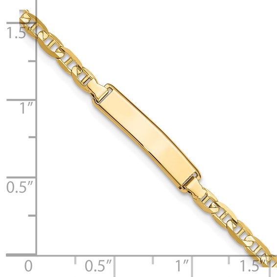 14k Polished Solid Chain/Solid Plate Anchor Link 19.5x4.5mm Plate 7 inch ID Bracelet