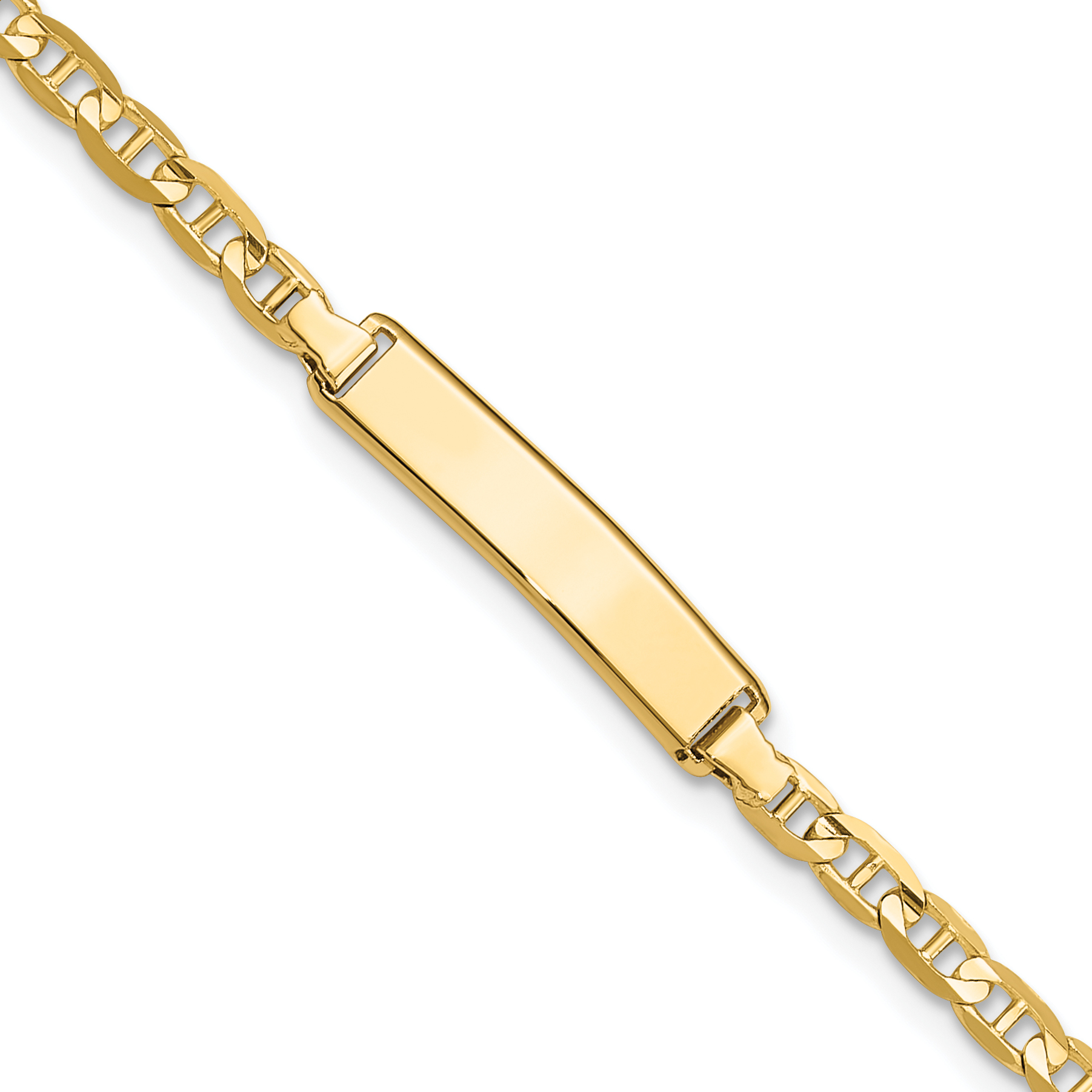14k Polished Solid Chain/Solid Plate Anchor Link 19.5x4.5mm Plate 7 inch ID Bracelet (LID68-7)