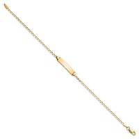 14K Yellow Gold Polished Solid Chain Solid Plate Flat Curb Link 19.5x 3.5mm Plate ID Bracelet, 7" view 2
