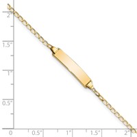 14K Yellow Gold Polished Solid Chain Solid Plate Flat Curb Link 19.5x 3.5mm Plate ID Bracelet, 7" view 3