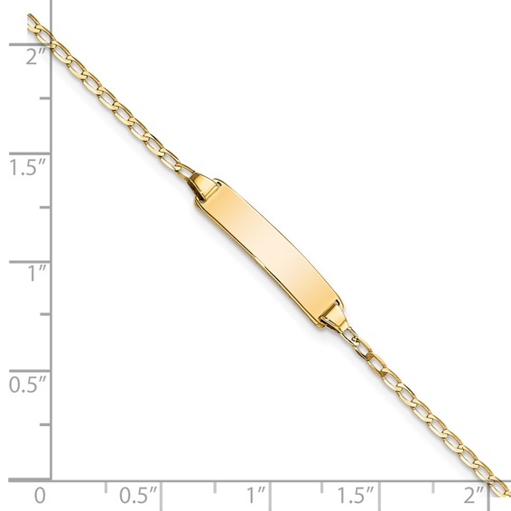 14k Polished Solid Chain/Solid Plate Flat Curb Link 19.5x3.5mm Plate 7 inch ID Bracelet