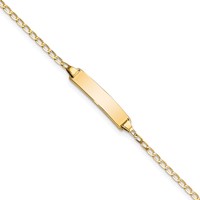14K Yellow Gold Polished Solid Chain Solid Plate Flat Curb Link 19.5x 3.5mm Plate ID Bracelet, 7" view 1