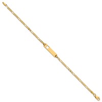 14K Yellow Gold Polished Solid Chain Solid Plate Figaro Link Cut-out Heart 20x 5mm Plate ID Bracelet, 7" view 2
