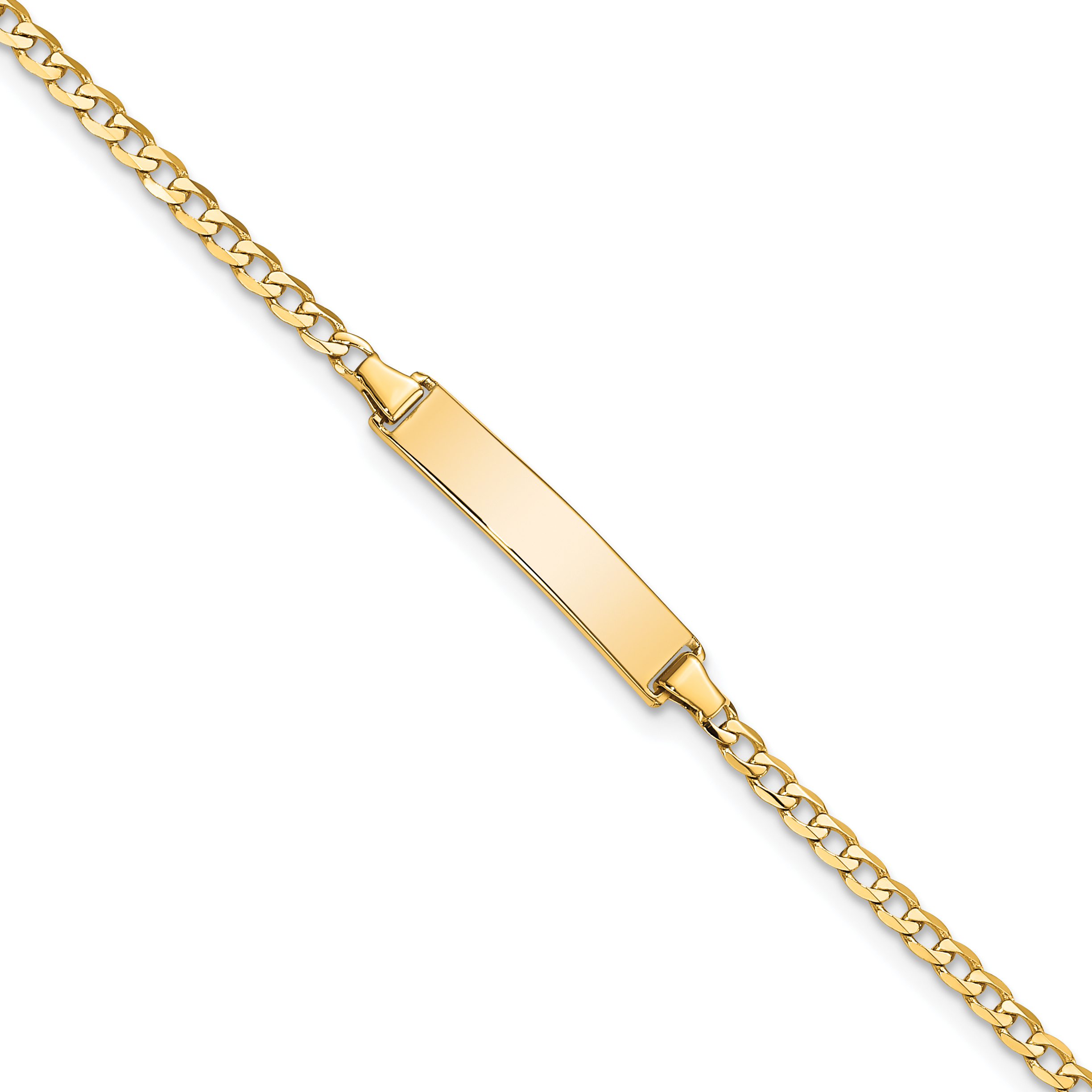 14k Polished Solid Chain/Solid Plate Flat Curb Link 22.5x4.5mm Plate 7 inch ID Bracelet (LID70-7)