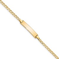 14K Yellow Gold Polished Solid Chain Solid Plate Flat Curb Link 22.5x4.5mm Plate ID Bracelet - 7in view 1