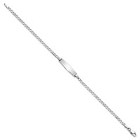 14K White Gold Polished Solid Chain Solid Plate Flat Curb Link Soft Diamond Shape 19.5x5.5mm Plate ID Bracelet - 7in view 2