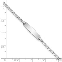14K White Gold Polished Solid Chain Solid Plate Flat Curb Link Soft Diamond Shape 19.5x5.5mm Plate ID Bracelet - 7in view 3
