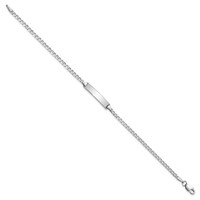 14K White Gold Polished Solid Chain Solid Plate Flat Curb Link 19.5x4.3mm Plate 7 Inch ID Bracelet view 2
