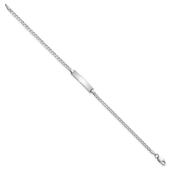 14k White Gold Polished Solid Chain/Solid Plate Flat Curb Link 19.5x4.3mm Plate 7 inch ID Bracelet