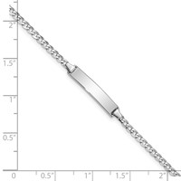 14K White Gold Polished Solid Chain Solid Plate Flat Curb Link 19.5x4.3mm Plate 7 Inch ID Bracelet view 3