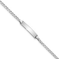 14K White Gold Polished Solid Chain Solid Plate Flat Curb Link 19.5x4.3mm Plate 7 Inch ID Bracelet view 1