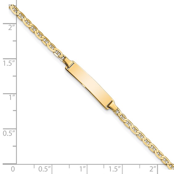 14k Polished Solid Chain/Solid Plate Flat Anchor Link 22.5x4.5mm Plate 7 inch ID Bracelet