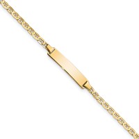 14K Yellow Gold Polished Solid Chain Solid Plate Flat Anchor Link 22.5x4.5mm Plate ID Bracelet - 7in view 1