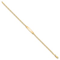 14K Yellow Gold Polished Solid Chain Solid Plate Flat Anchor Link Soft Diamond Shape 19.5x 5.2mm Plate ID Bracelet, 7" view 2