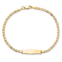 14K Yellow Gold Polished Solid Chain Solid Plate Flat Anchor Link Soft Diamond Shape 19.5x 5.2mm Plate ID Bracelet, 7" view 4