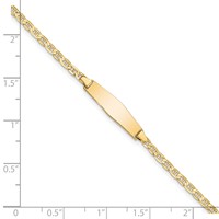 14K Yellow Gold Polished Solid Chain Solid Plate Flat Anchor Link Soft Diamond Shape 19.5x 5.2mm Plate ID Bracelet, 7" view 3
