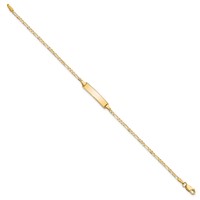 14K Yellow Gold Polished Solid Chain Solid Plate Flat Figaro Link 19.5x4.5mm Plate ID Bracelet - 7in view 2