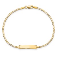 14K Yellow Gold Polished Solid Chain Solid Plate Flat Figaro Link 19.5x4.5mm Plate ID Bracelet - 7in view 4
