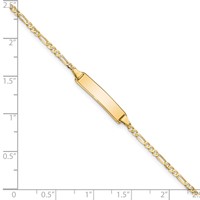 14K Yellow Gold Polished Solid Chain Solid Plate Flat Figaro Link 19.5x4.5mm Plate ID Bracelet - 7in view 3