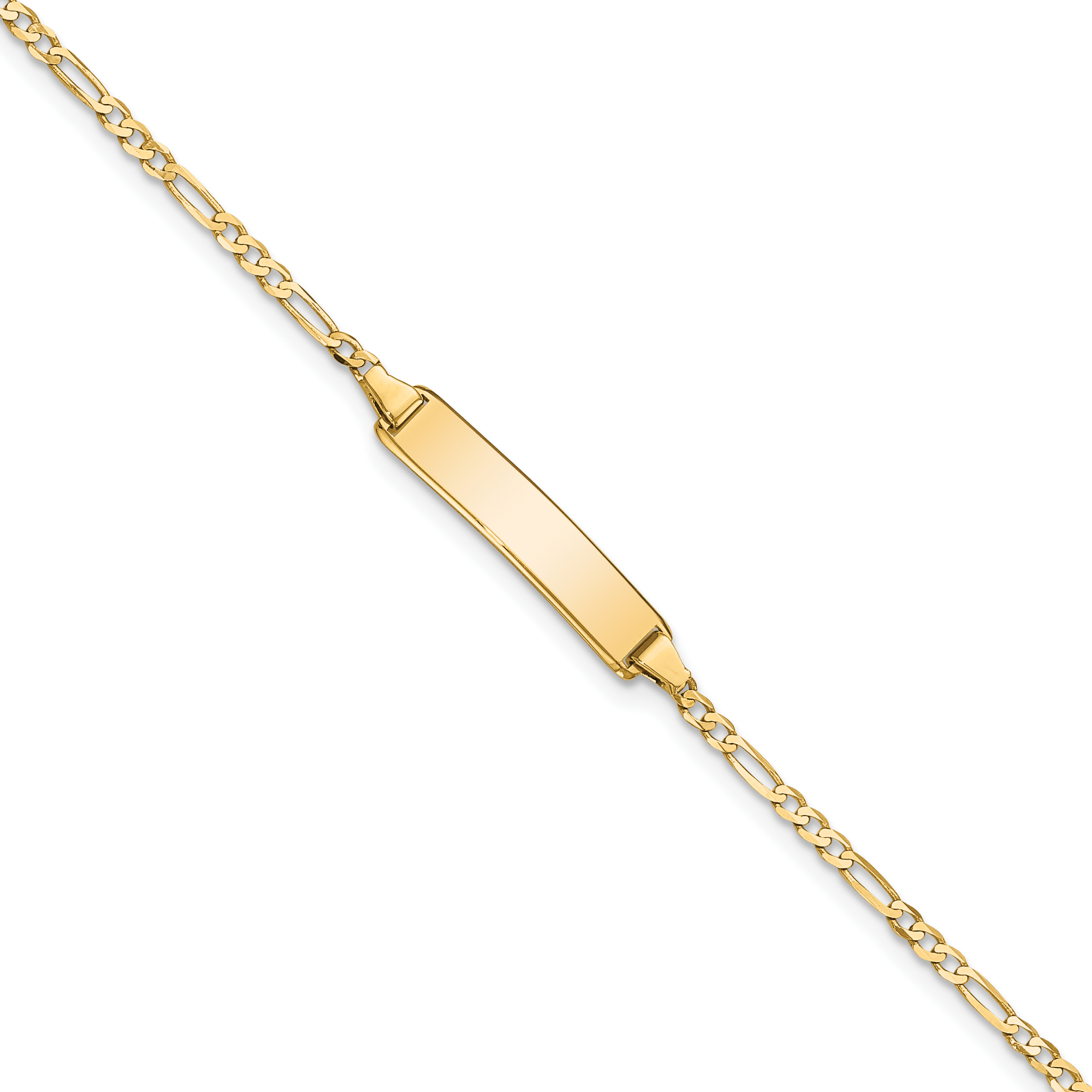 14k Polished Solid Chain/Solid Plate Flat Figaro Link 19.5x4.5mm Plate 7 inch ID Bracelet (LID72-7)