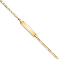 14K Yellow Gold Polished Solid Chain Solid Plate Flat Figaro Link 19.5x4.5mm Plate ID Bracelet - 7in view 1