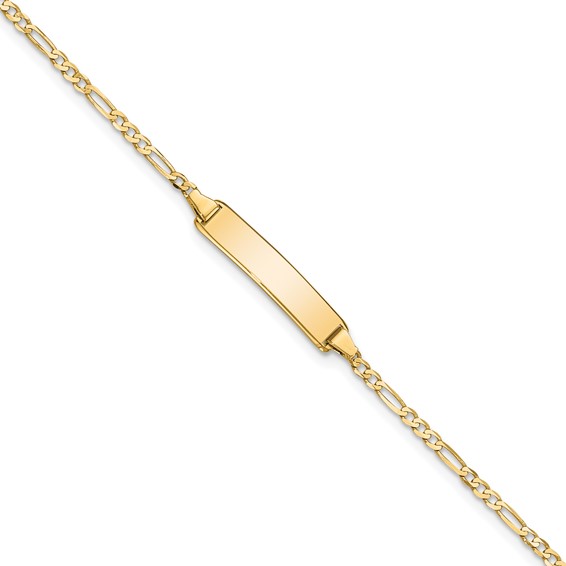 14k Polished Solid Chain/Solid Plate Flat Figaro Link 19.5x4.5mm Plate 8 inch ID Bracelet