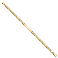 14K Polished Solid Chain Solid Plate Flat Curb Link 26.5x5.5mm Plate 7 Inch ID Bracelet view 2