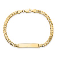 14K Polished Solid Chain Solid Plate Flat Curb Link 26.5x5.5mm Plate 7 Inch ID Bracelet view 4