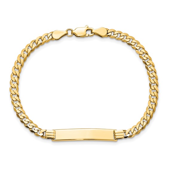 14k Polished Solid Chain/Solid Plate Flat Curb Link 26.5x5.5mm Plate 7 inch ID Bracelet