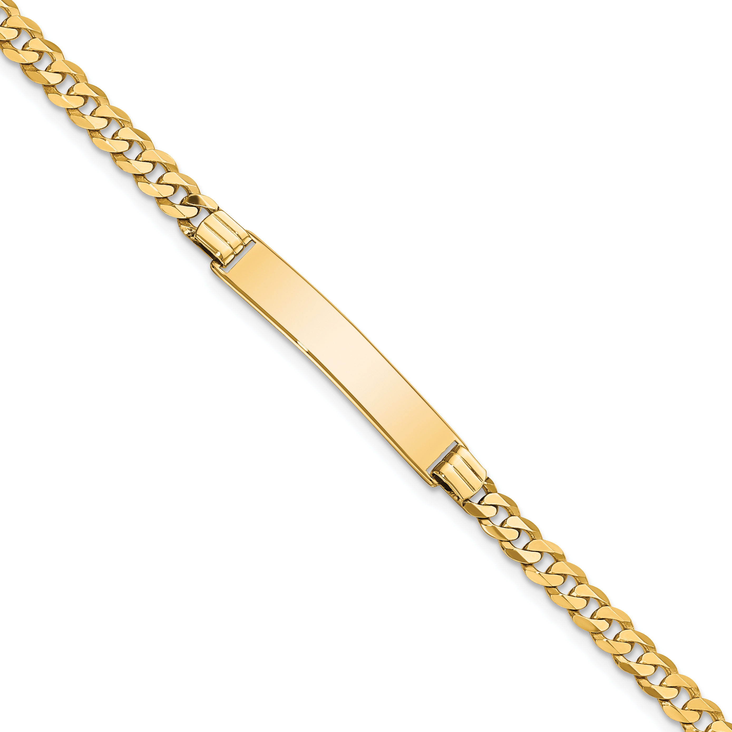14k Polished Solid Chain/Solid Plate Flat Curb Link 26.5x5.5mm Plate 7 inch ID Bracelet (LID73-7)