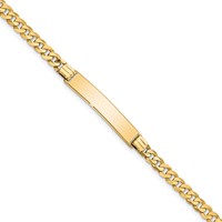 14K Polished Solid Chain Solid Plate Flat Curb Link 26.5x5.5mm Plate 7 Inch ID Bracelet view 1